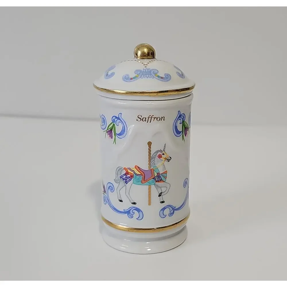 Lenox Spice Carousel Saffron Celery Salt Spice Jars1993 Fine Porcelain FLAWED
